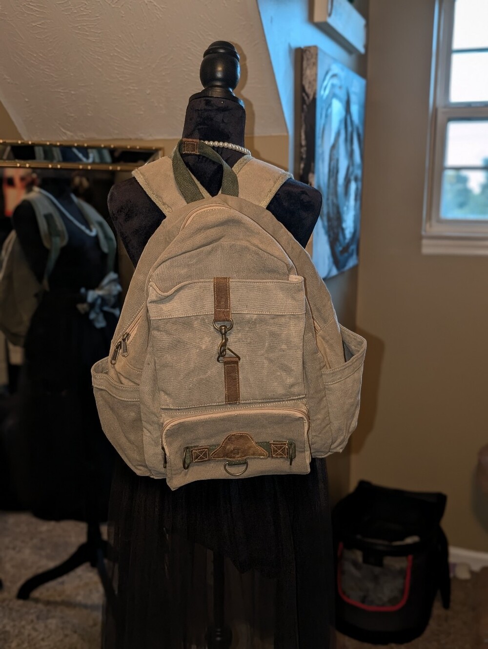 The Barrel Shack “The Nelson” canvas Casual Canvas Backpack in Beige - Unbranded